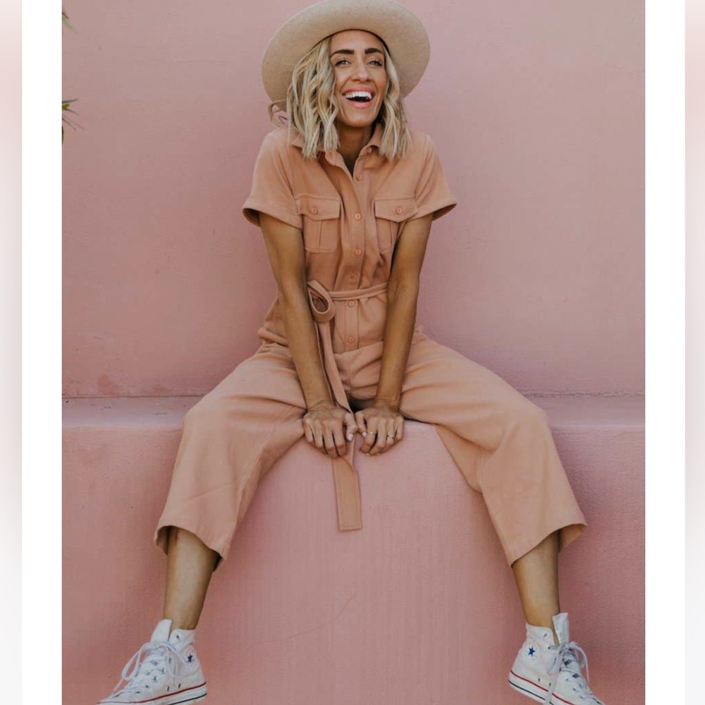 Gparrish x Roolee dusty muted pink jumpsuit, size xs, no belt